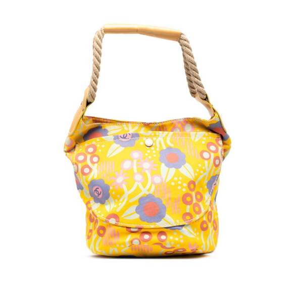 CHANEL Yellow Leather Logo Shoulder Bag